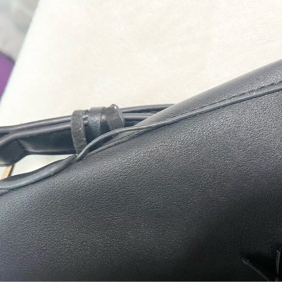 Lulu Dharma Womens Leather Tasseled Shoulder Handbag Bucket Bag Black One Size - Picture 13 of 16